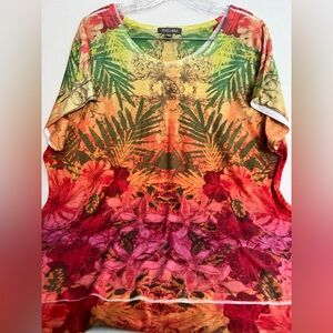 Roz & Ali Women’s Multicolor Tropical Top